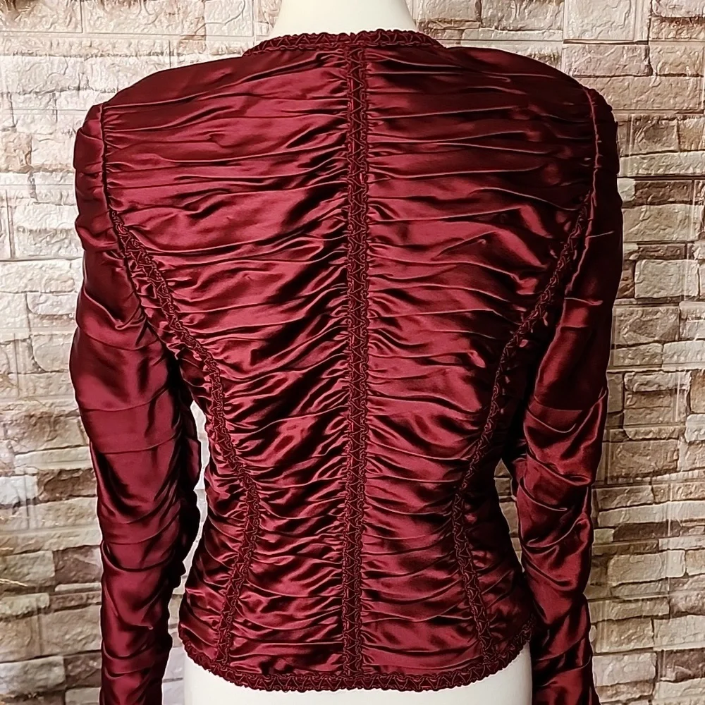 Carmen Marc Valvo Dark Purlpe / Burgundy Jacket  Quiet Luxury Elegant - Picture 4 of 10